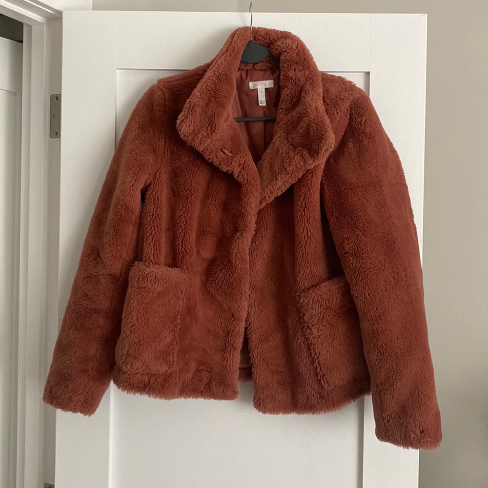 Dark Pink Faux Fur Coat